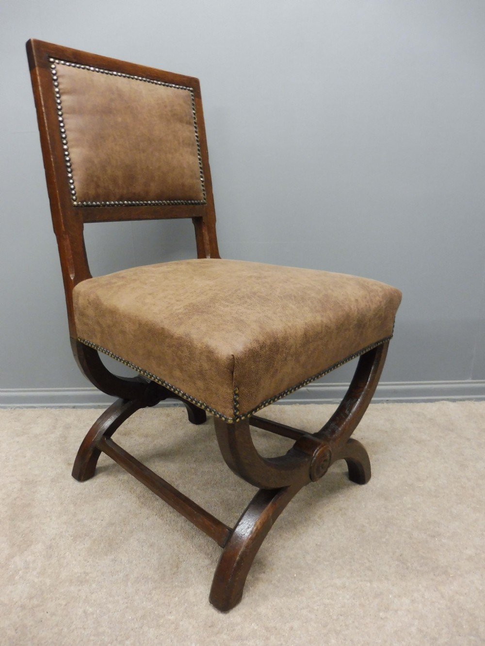 SET OF 10 STYLISH OAK ARTS AND CRAFTS DINING CHAIRS View XVI