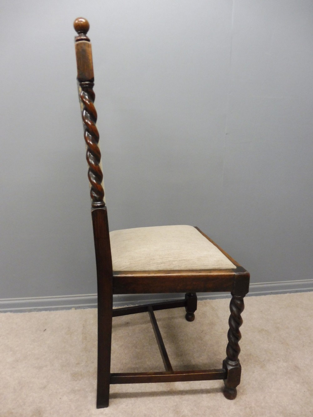 SET OF 8 OAK EDWARDIAN PERIOD CROWN TOP DINING CHAIRS  View XI