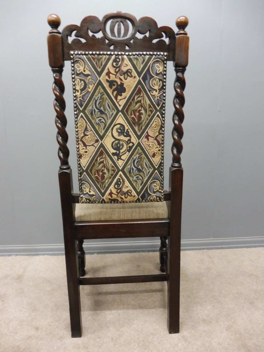 SET OF 8 OAK EDWARDIAN PERIOD CROWN TOP DINING CHAIRS  View XII