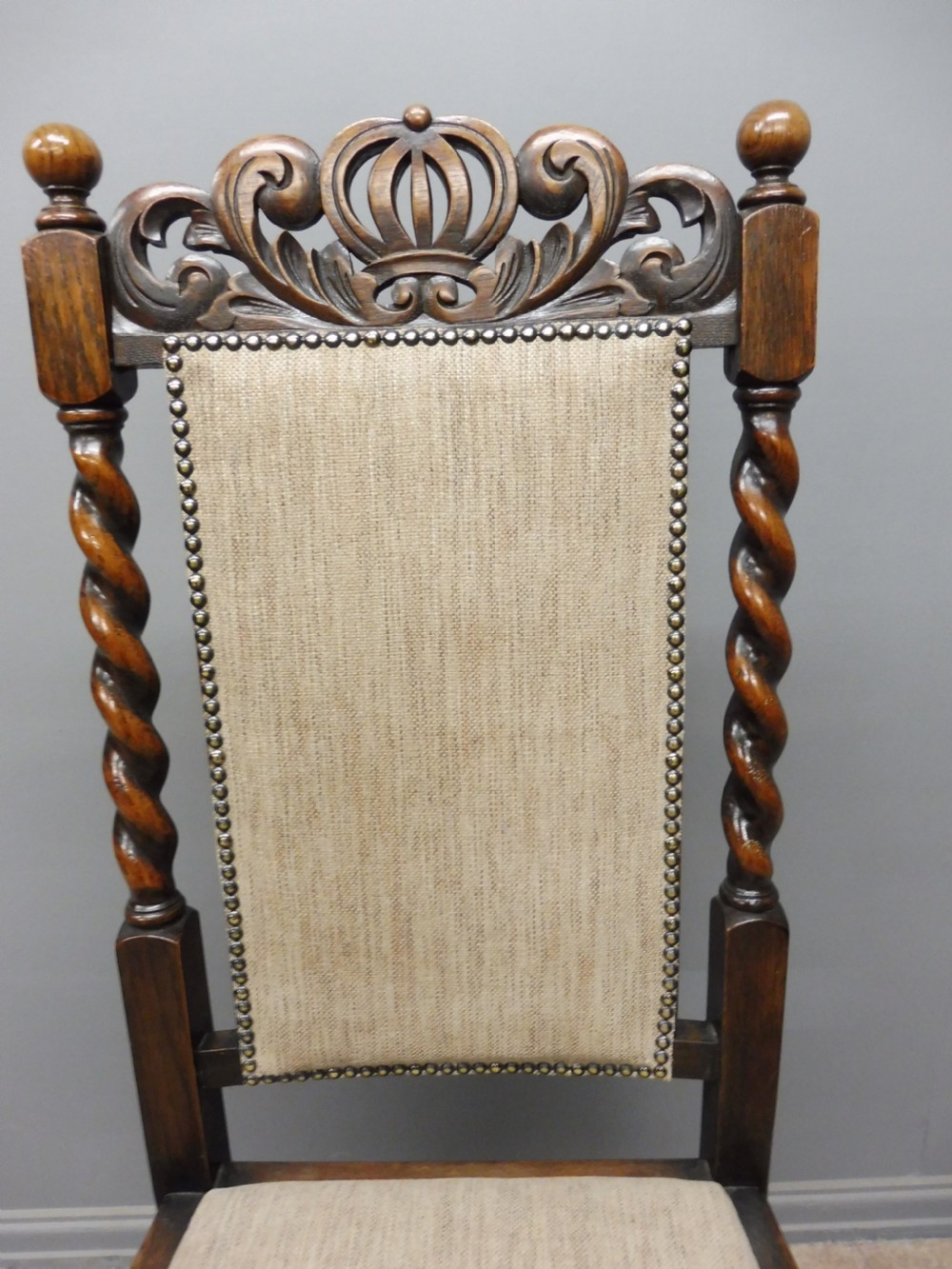 SET OF 8 OAK EDWARDIAN PERIOD CROWN TOP DINING CHAIRS  View XIII