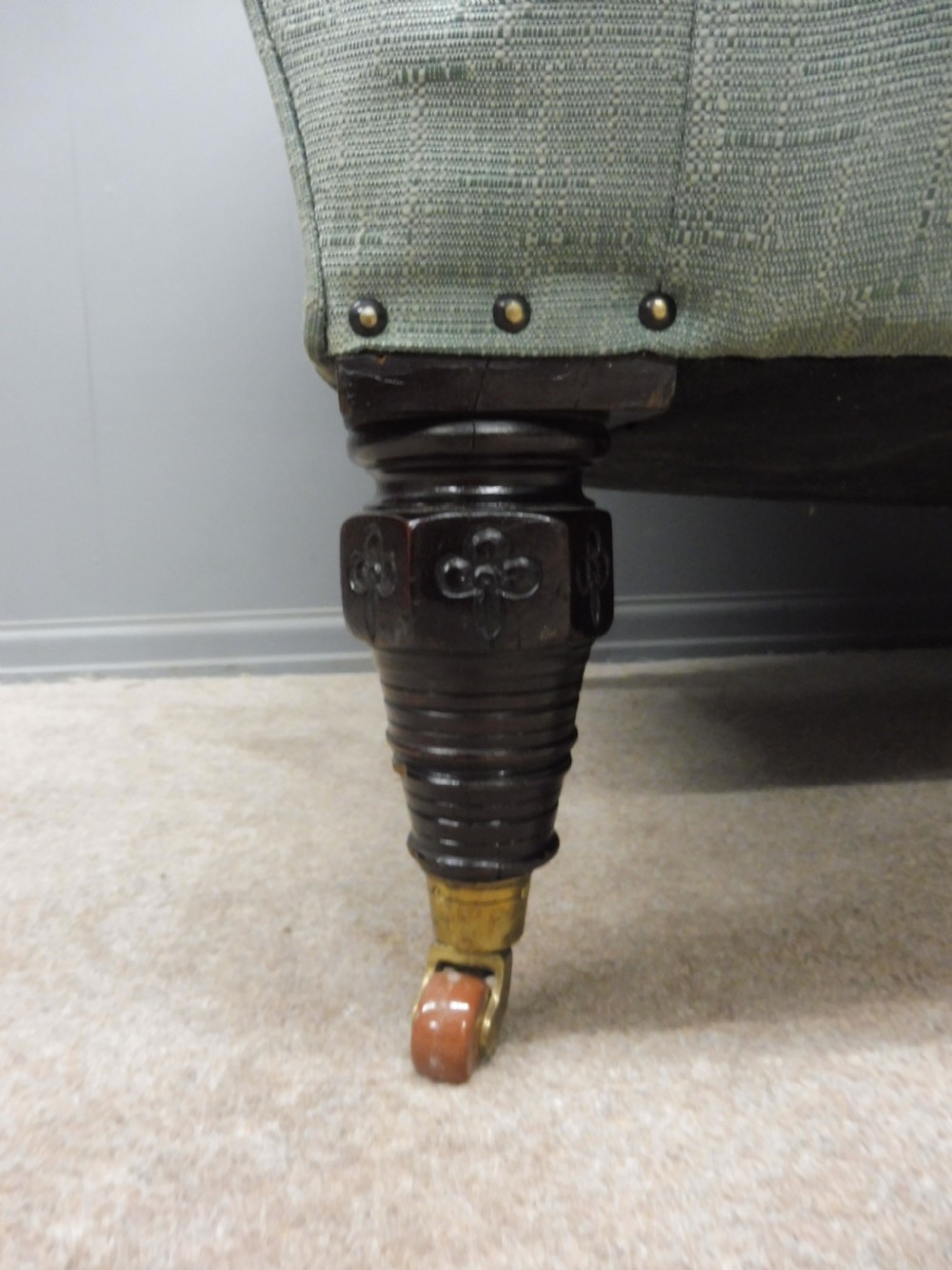 VICTORIAN TURNED LEG SOFA CIRCA 1890 View V