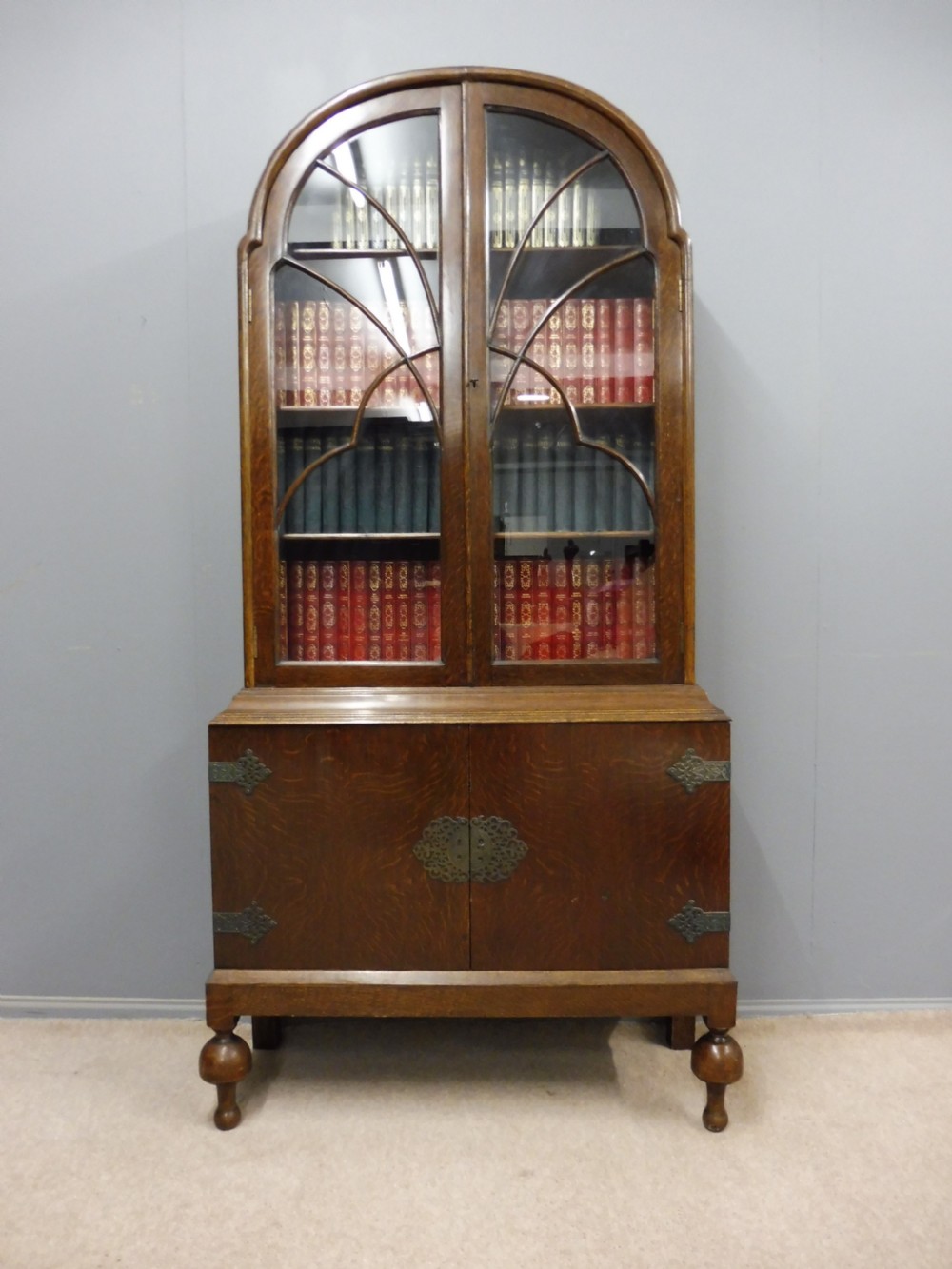 OAK DOME TOP BOOKCASE CIRCA 1920