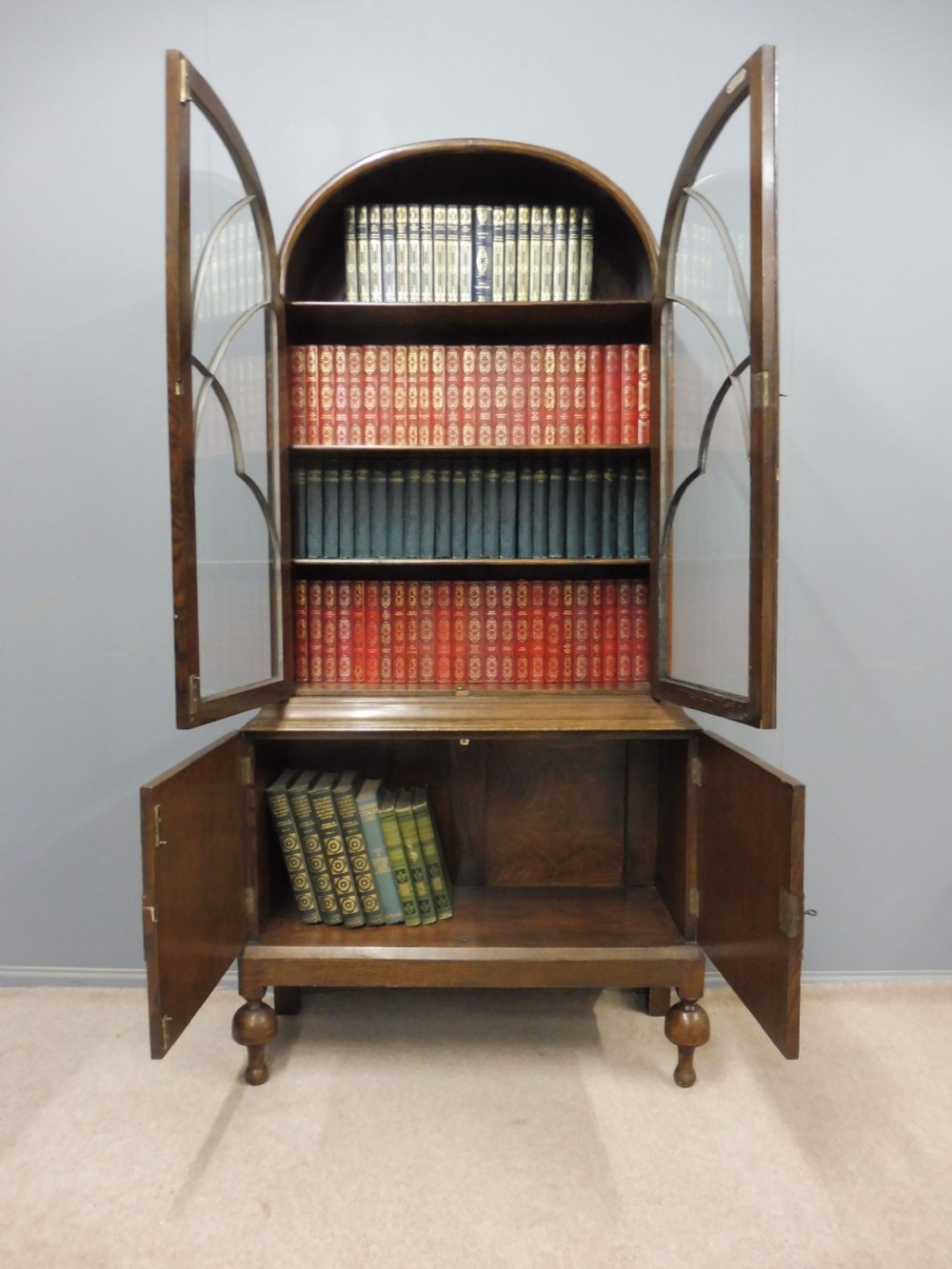 OAK DOME TOP BOOKCASE CIRCA 1920 View II