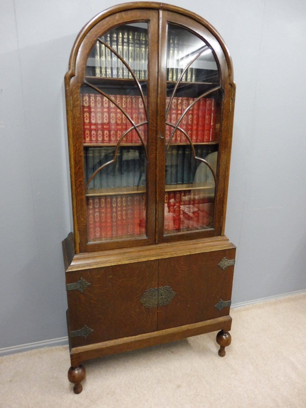 OAK DOME TOP BOOKCASE CIRCA 1920 View III