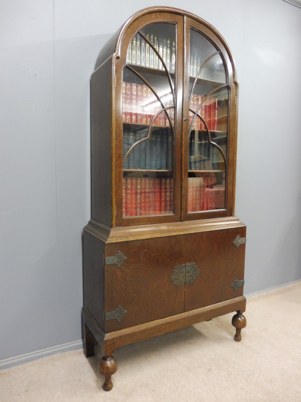 OAK DOME TOP BOOKCASE CIRCA 1920 View V