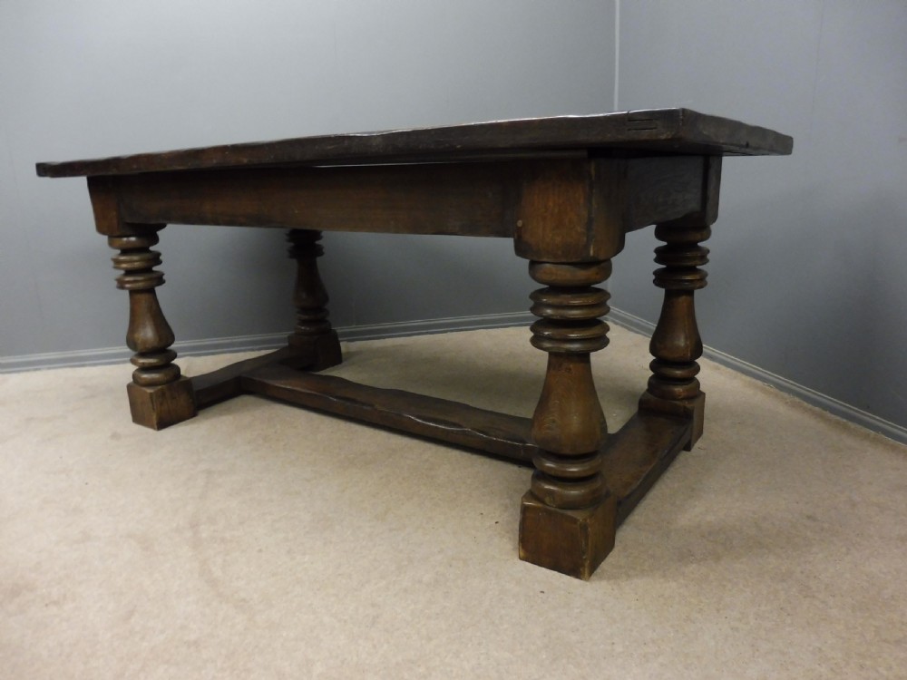 17TH CENTURY STYLE HEAVY OAK REFECTORY TABLE CIRCA 1920
