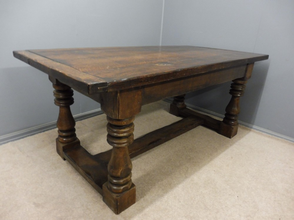 17TH CENTURY STYLE HEAVY OAK REFECTORY TABLE CIRCA 1920 View III