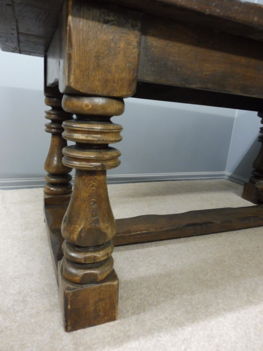 17TH CENTURY STYLE HEAVY OAK REFECTORY TABLE CIRCA 1920 View IX