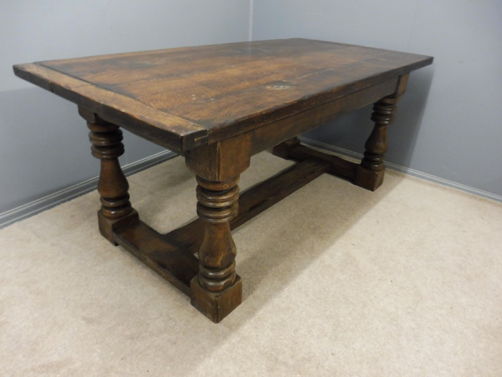 17TH CENTURY STYLE HEAVY OAK REFECTORY TABLE CIRCA 1920 View XII