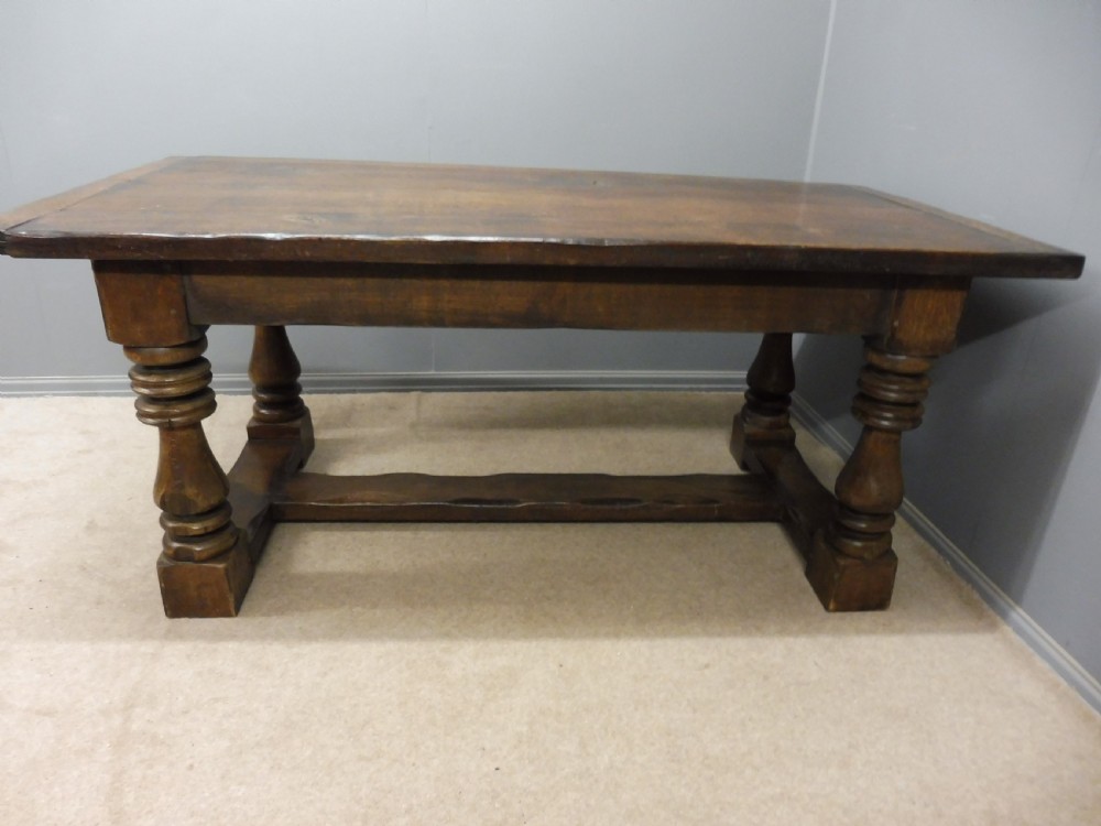 17TH CENTURY STYLE HEAVY OAK REFECTORY TABLE CIRCA 1920 View XIII