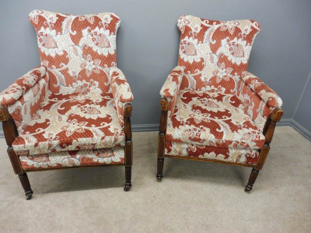 PAIR OF EDWARDIAN INLAID ARMCHAIRS View II