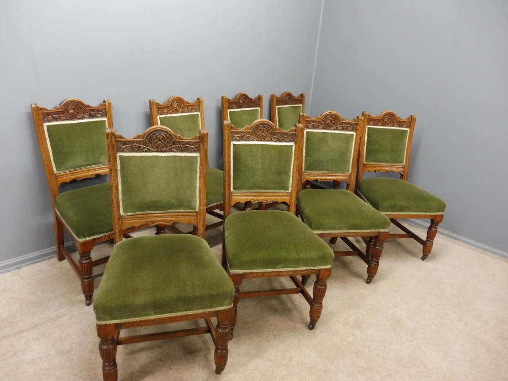 SET OF 8 SUPERIOR QUALITY VICTORIAN OAK DINING CHAIRS