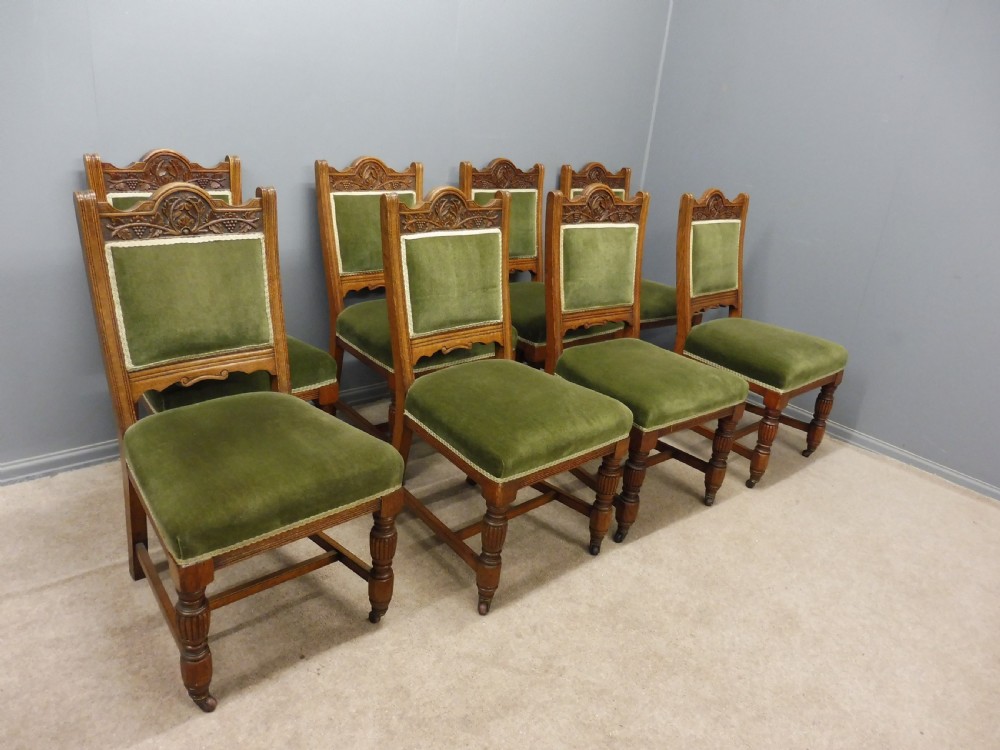 SET OF 8 SUPERIOR QUALITY VICTORIAN OAK DINING CHAIRS View II