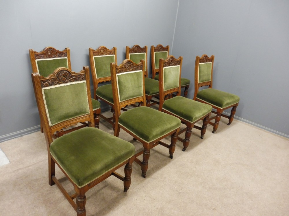 SET OF 8 SUPERIOR QUALITY VICTORIAN OAK DINING CHAIRS View III