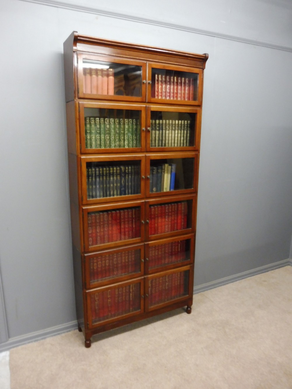 TALL MAHOGANY SECTIONAL LAWYERS BOOKCASE