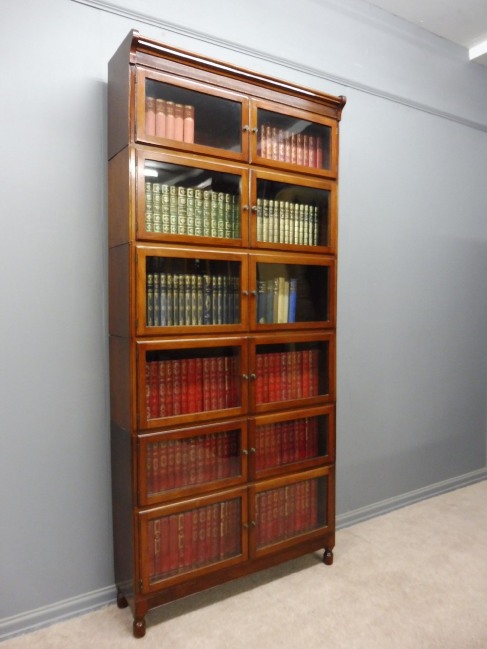 TALL MAHOGANY SECTIONAL LAWYERS BOOKCASE View II