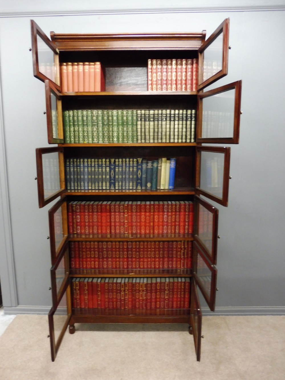 TALL MAHOGANY SECTIONAL LAWYERS BOOKCASE View IV
