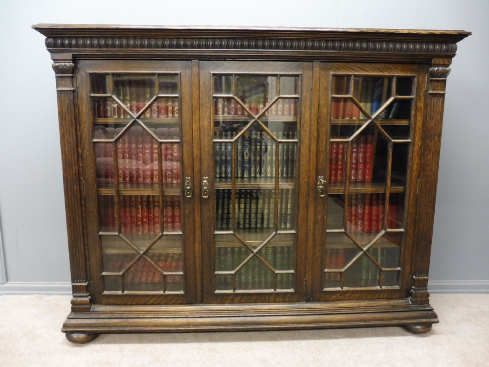 GOOD QUALITY 3 DOOR EDWARDIAN BOOKCASE View II