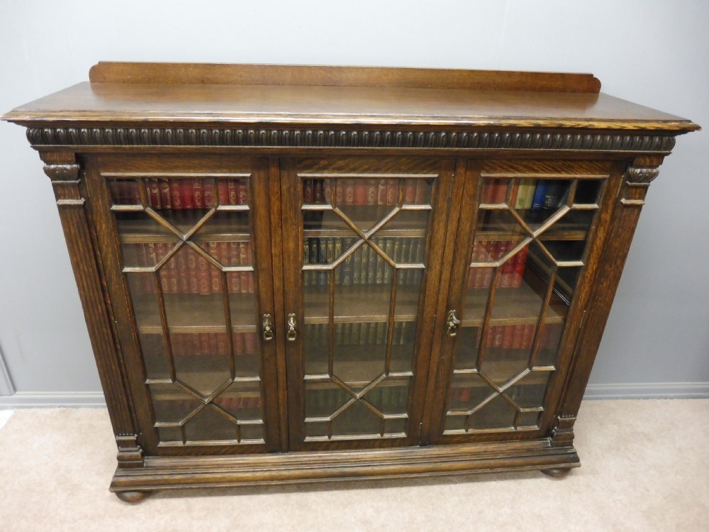 GOOD QUALITY 3 DOOR EDWARDIAN BOOKCASE View III