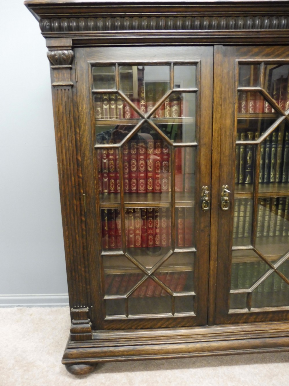 GOOD QUALITY 3 DOOR EDWARDIAN BOOKCASE View V