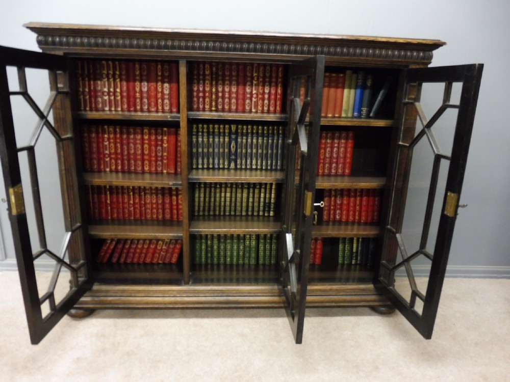 GOOD QUALITY 3 DOOR EDWARDIAN BOOKCASE View IX