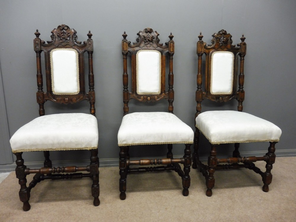 SIX VICTORIAN CARVED OAK DINING CHAIRS View IV
