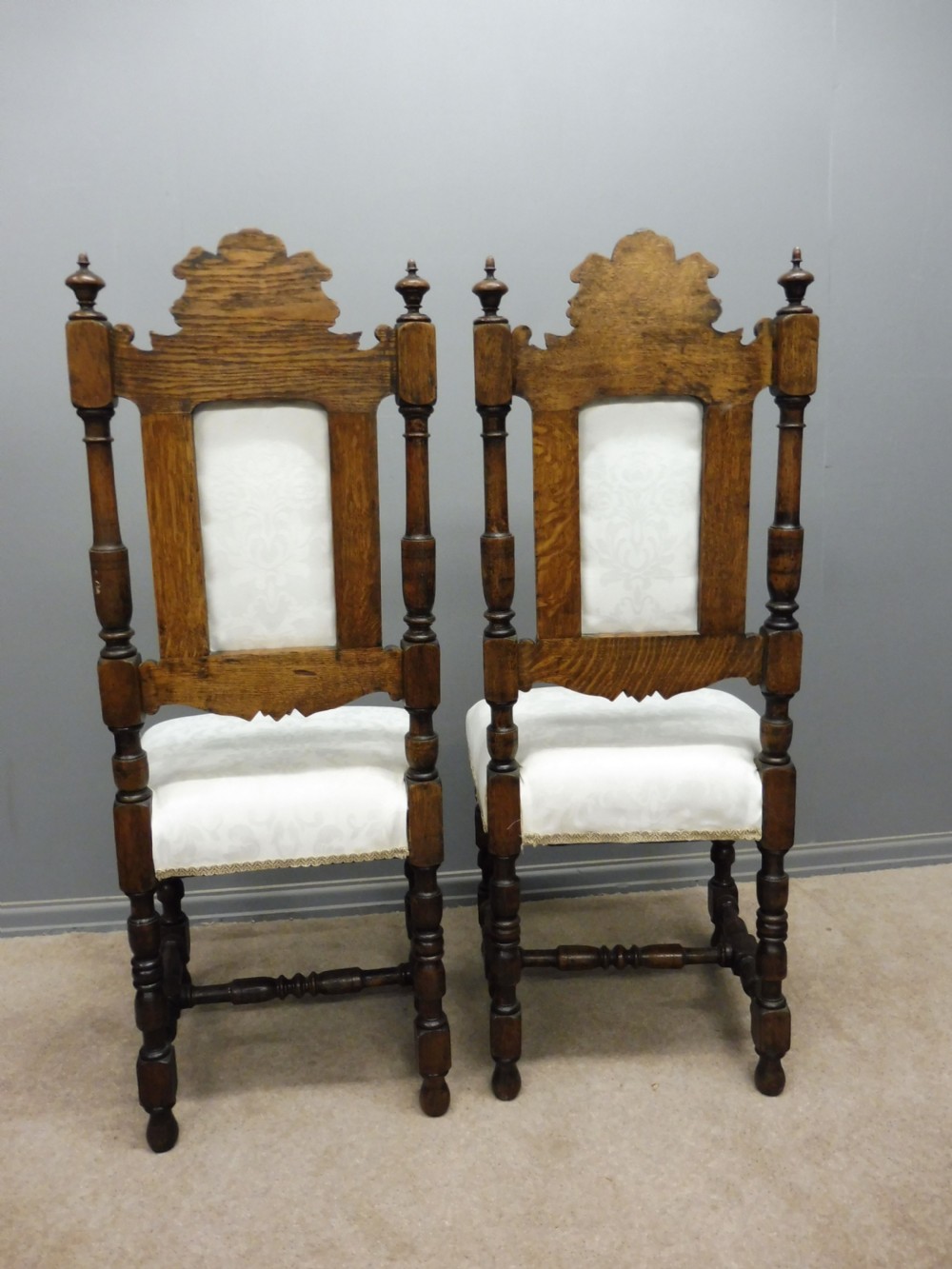 SIX VICTORIAN CARVED OAK DINING CHAIRS View V