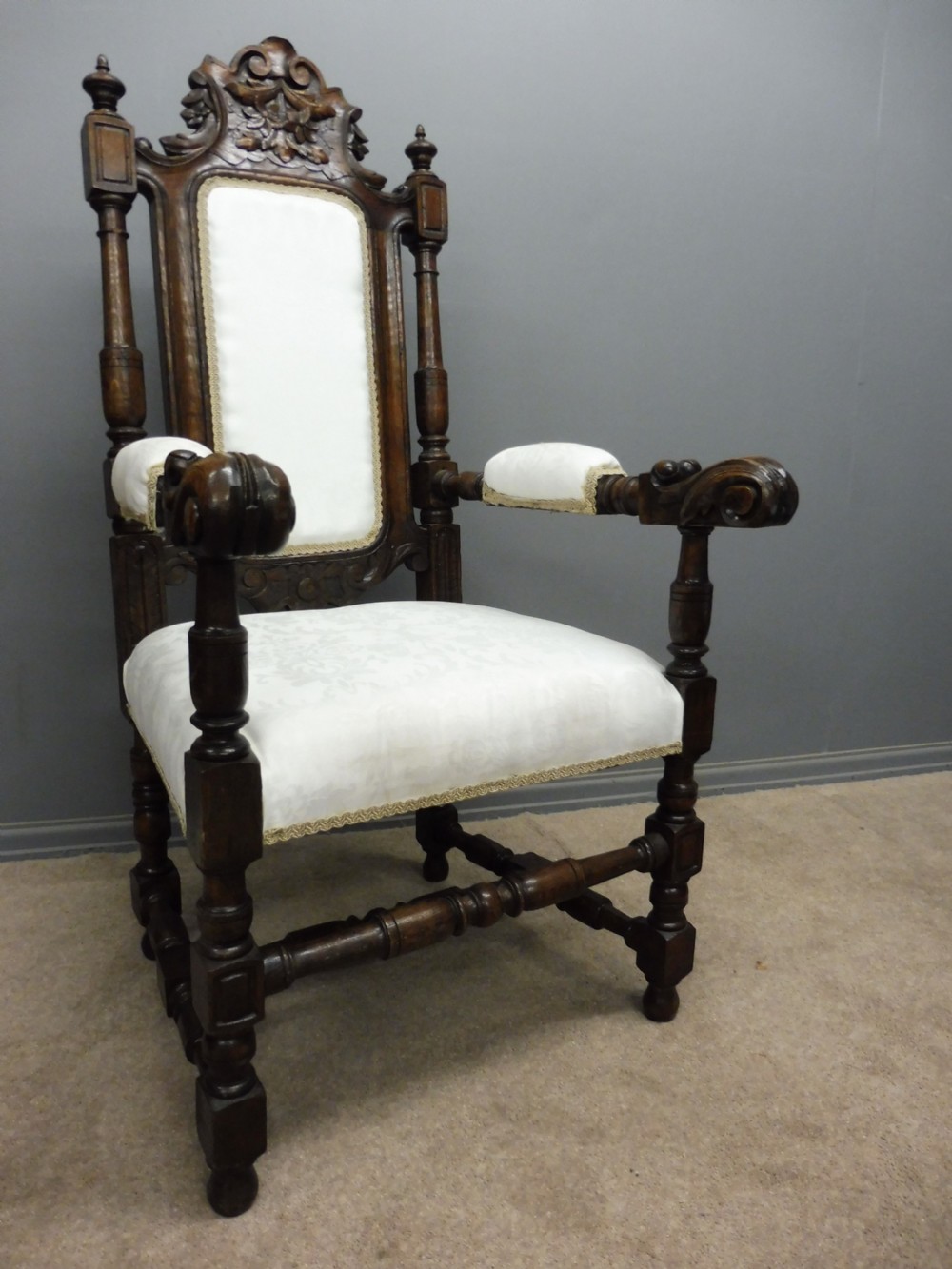 SIX VICTORIAN CARVED OAK DINING CHAIRS View VI