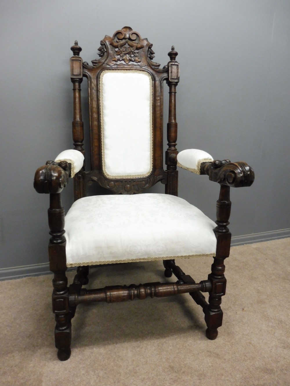 SIX VICTORIAN CARVED OAK DINING CHAIRS View VII