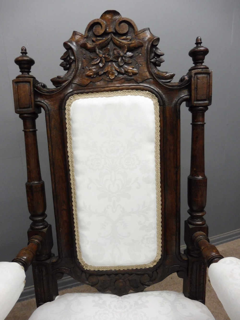 SIX VICTORIAN CARVED OAK DINING CHAIRS View XI