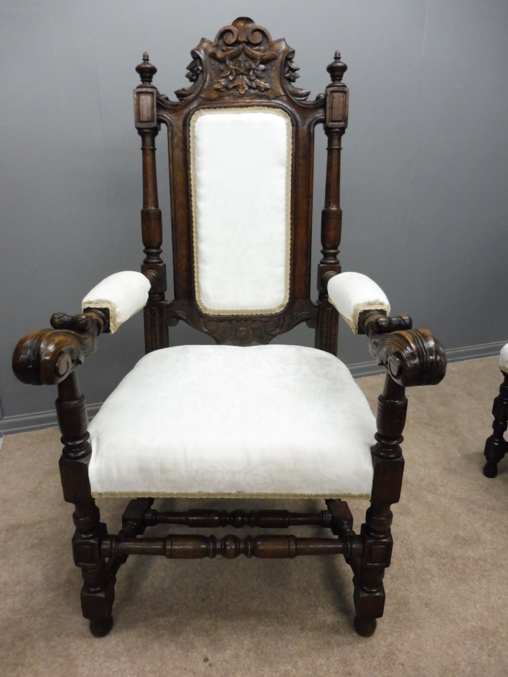 SIX VICTORIAN CARVED OAK DINING CHAIRS View XII
