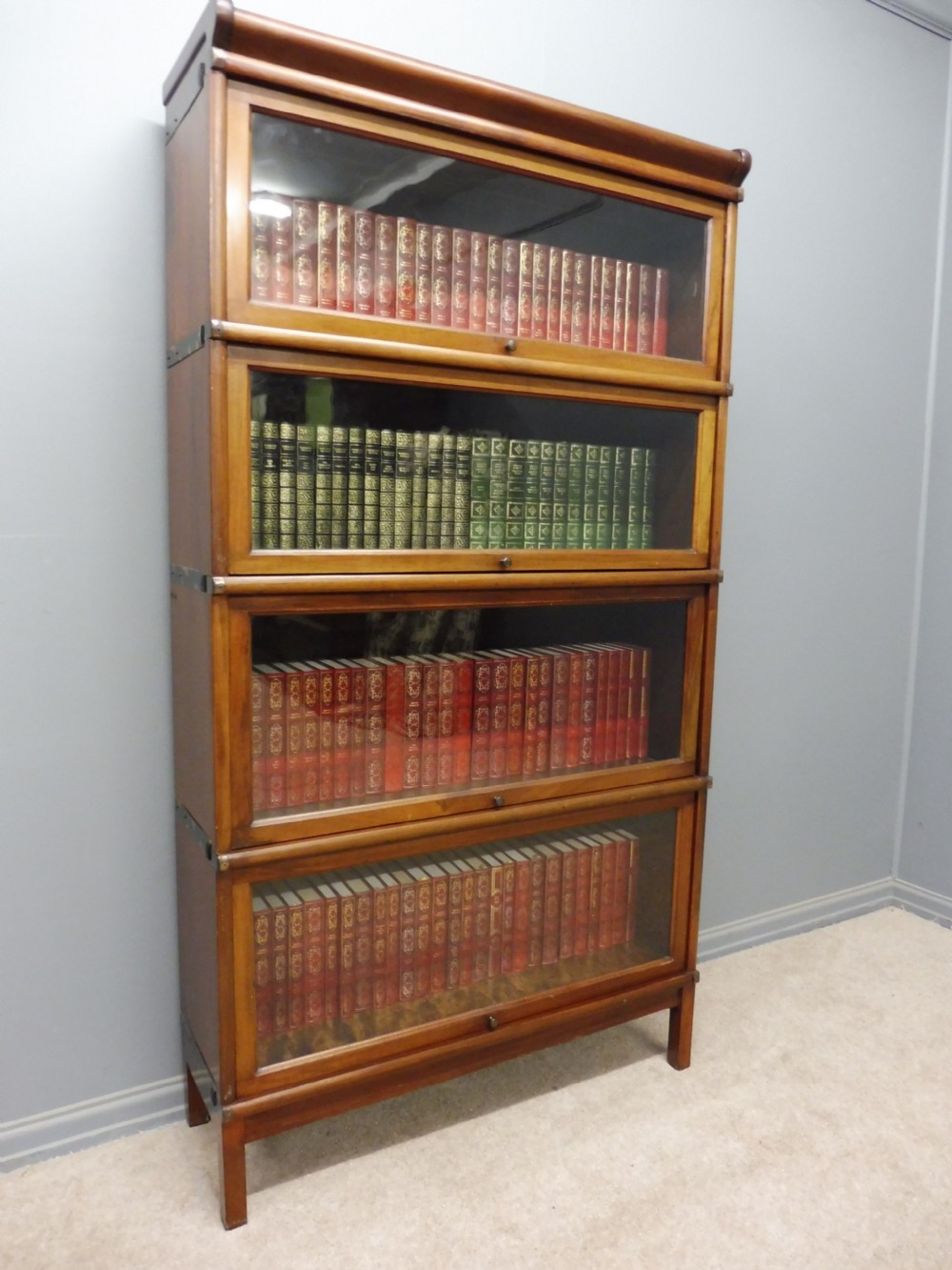 MAHOGANY GLOBE WERNICKE 4 STACK LAWYERS BOOKCASE