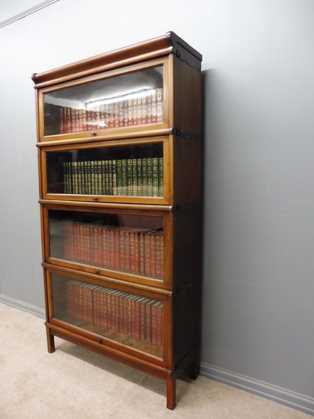 MAHOGANY GLOBE WERNICKE 4 STACK LAWYERS BOOKCASE View III