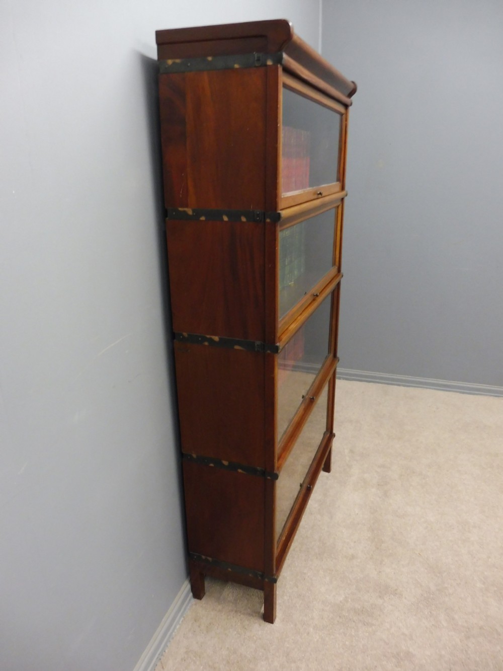 MAHOGANY GLOBE WERNICKE 4 STACK LAWYERS BOOKCASE View V