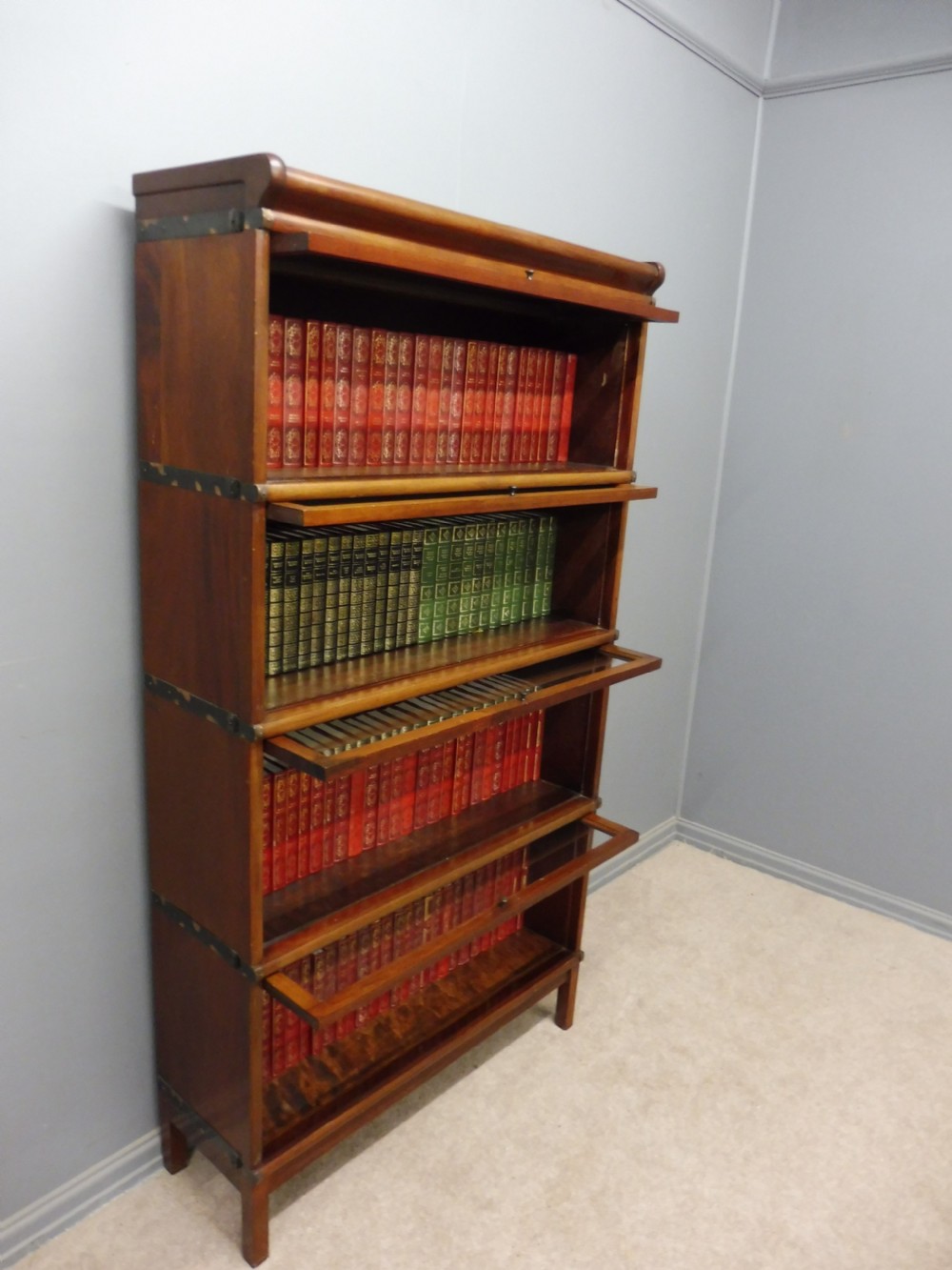 MAHOGANY GLOBE WERNICKE 4 STACK LAWYERS BOOKCASE View VIII