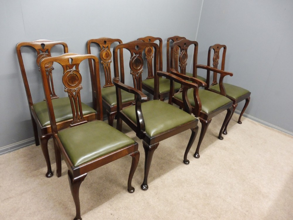 SET OF 8 MAHOGANY DINING CHAIRS CIRCA 1920