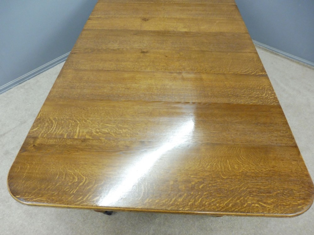GOLDEN OAK VICTORIAN EXTENDING DINING TABLE SEATS UP TO 10 View IX