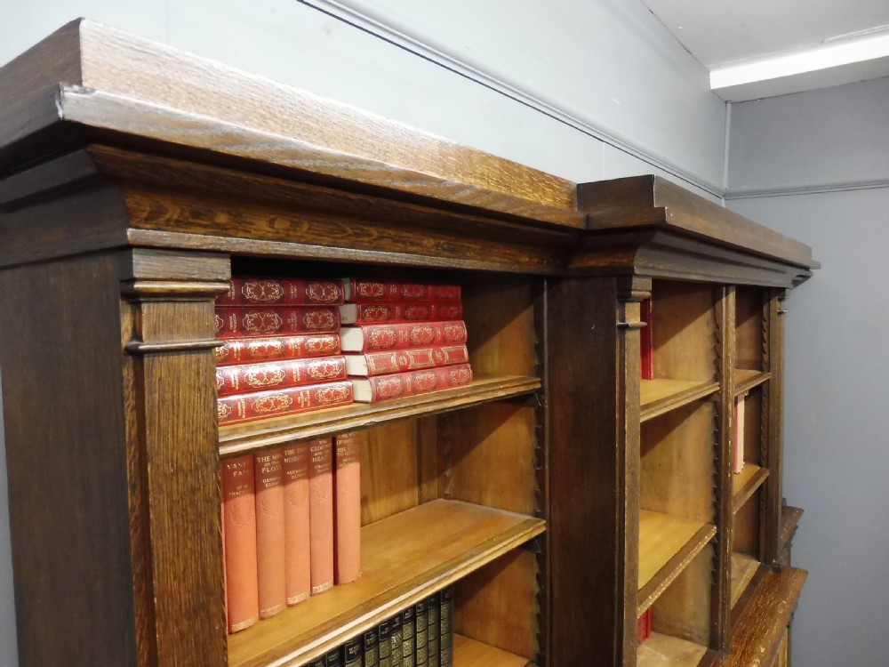 LARGE 19TH CENTURY OAK COUNTRY HOUSE BOOKCASE View XI