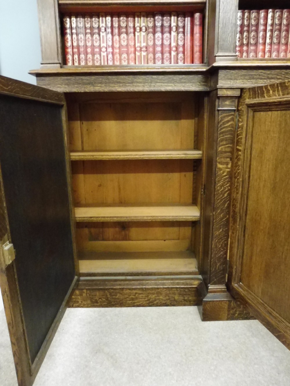 LARGE 19TH CENTURY OAK COUNTRY HOUSE BOOKCASE View XIV