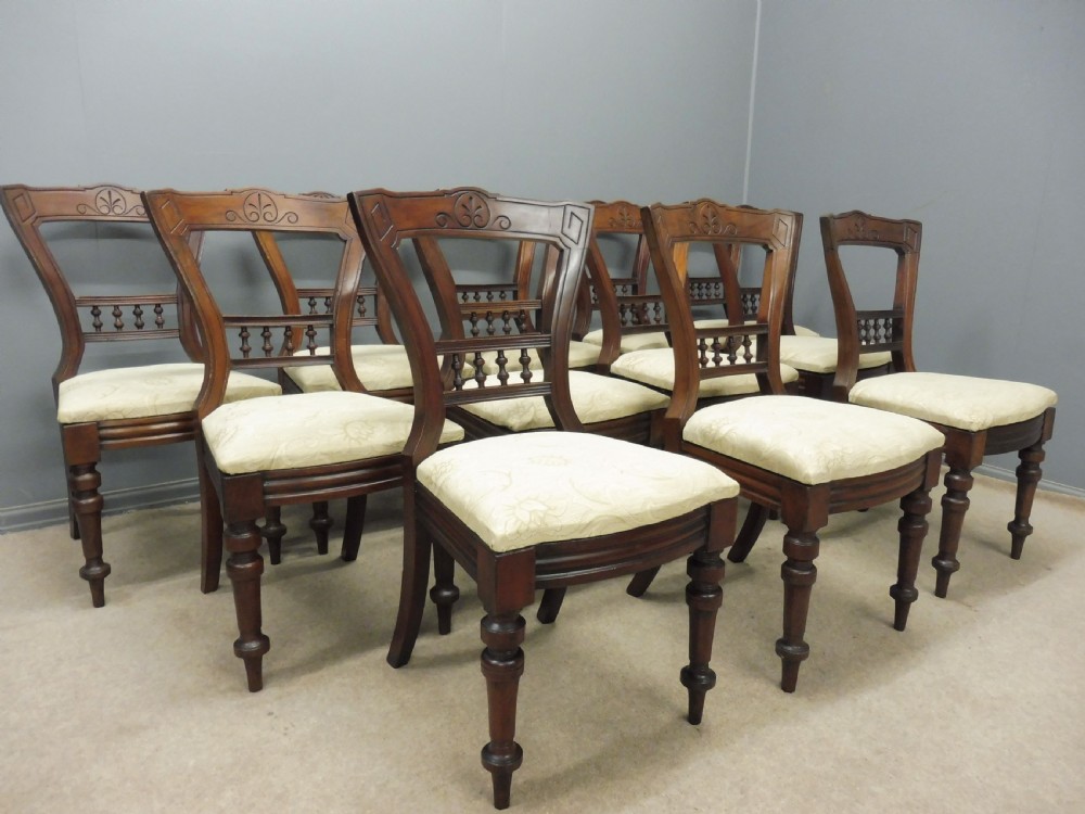SET OF 12 VICTORIAN WALNUT DINING CHAIRS