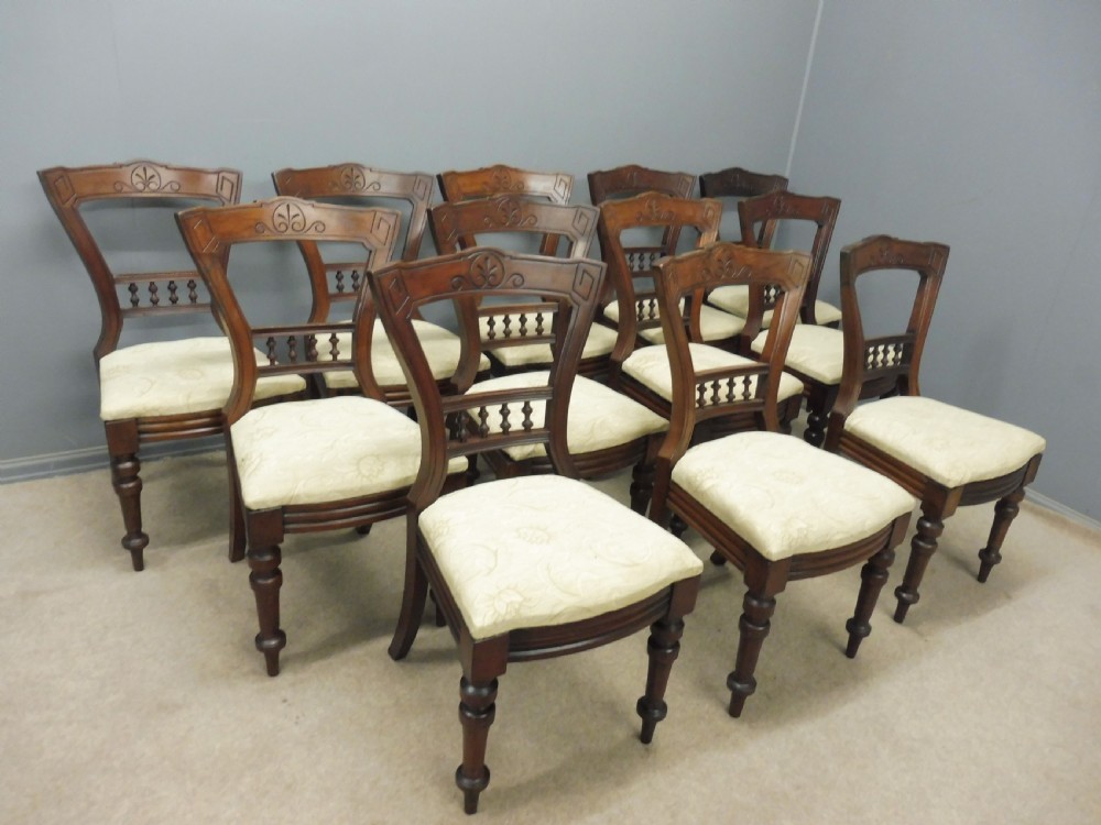 SET OF 12 VICTORIAN WALNUT DINING CHAIRS View II