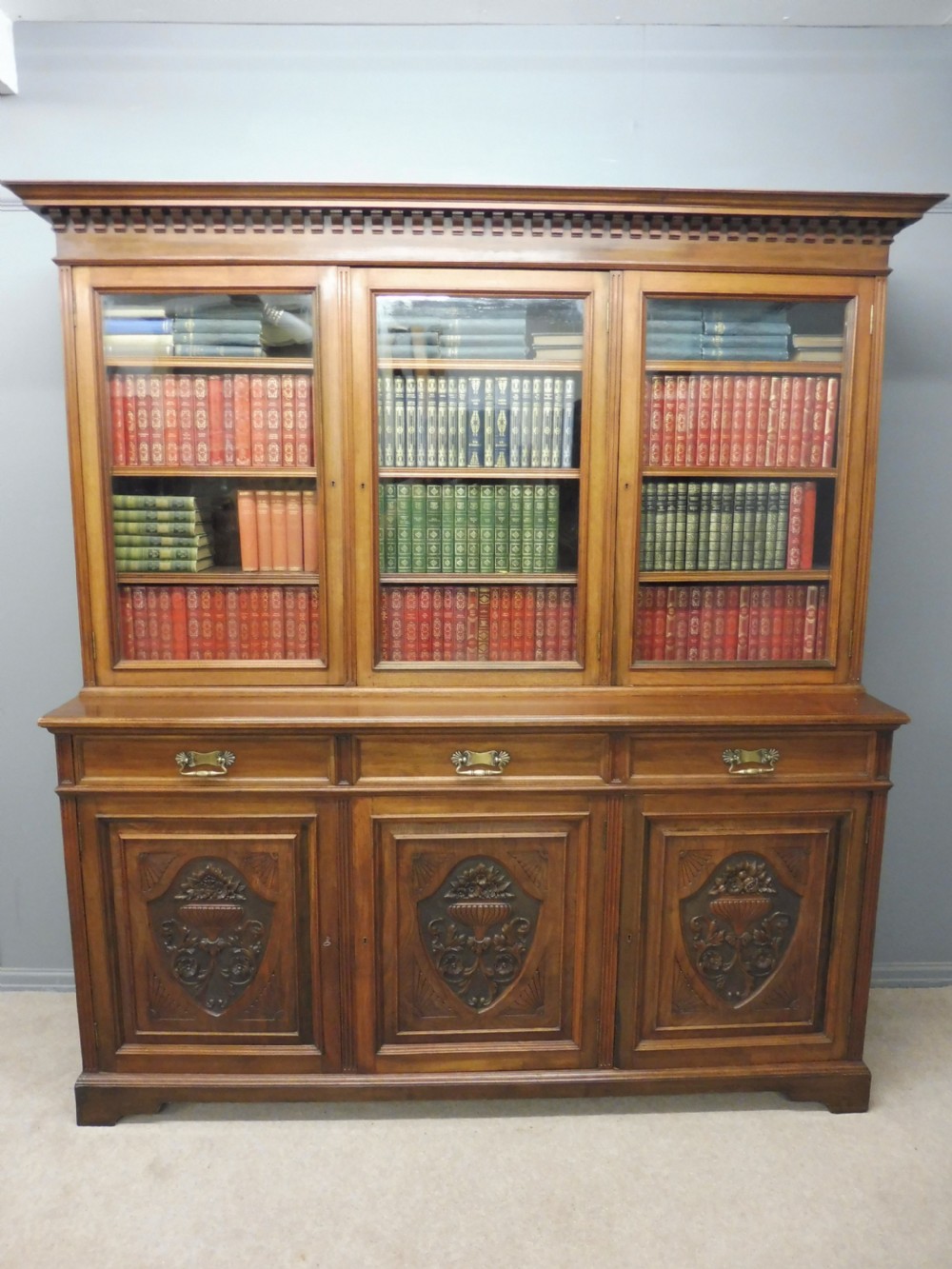 VICTORIAN WALNUT LIBRARY BOOKCASE View II