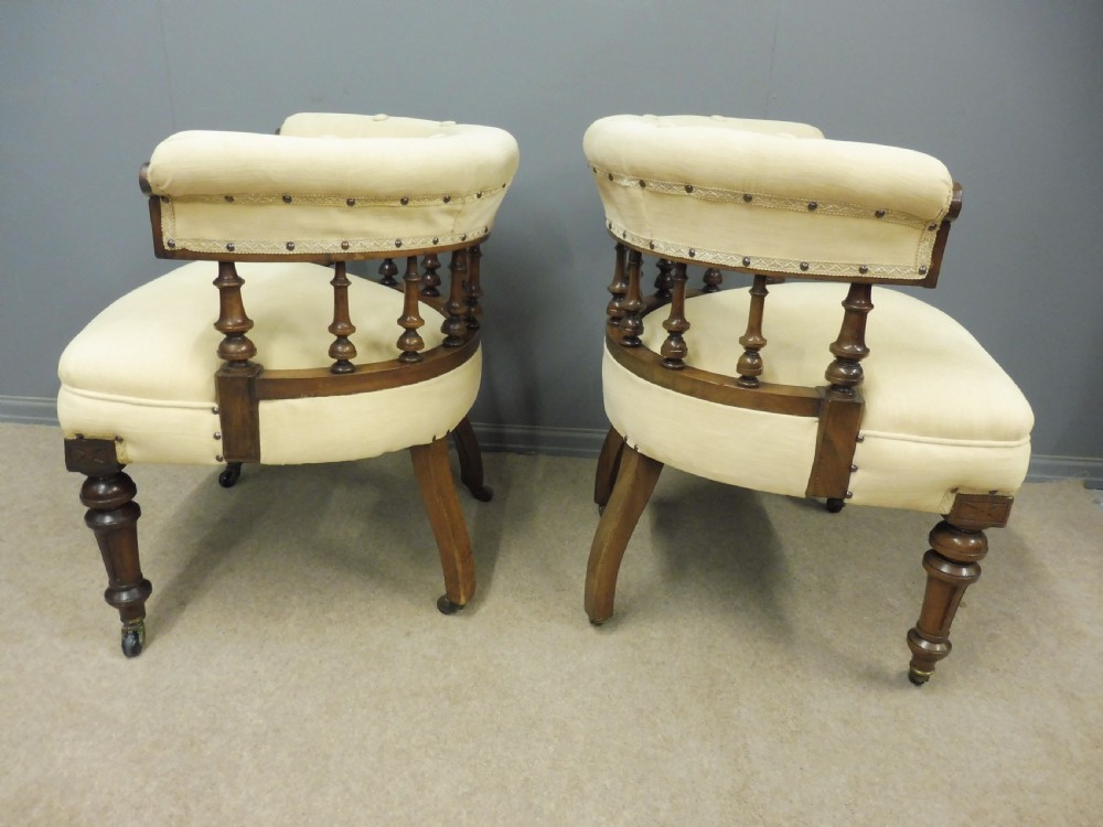 PAIR OF WALNUT 19TH CENTURY HORSESHOE SHAPED  LIBRARY CHAIRS View VIII