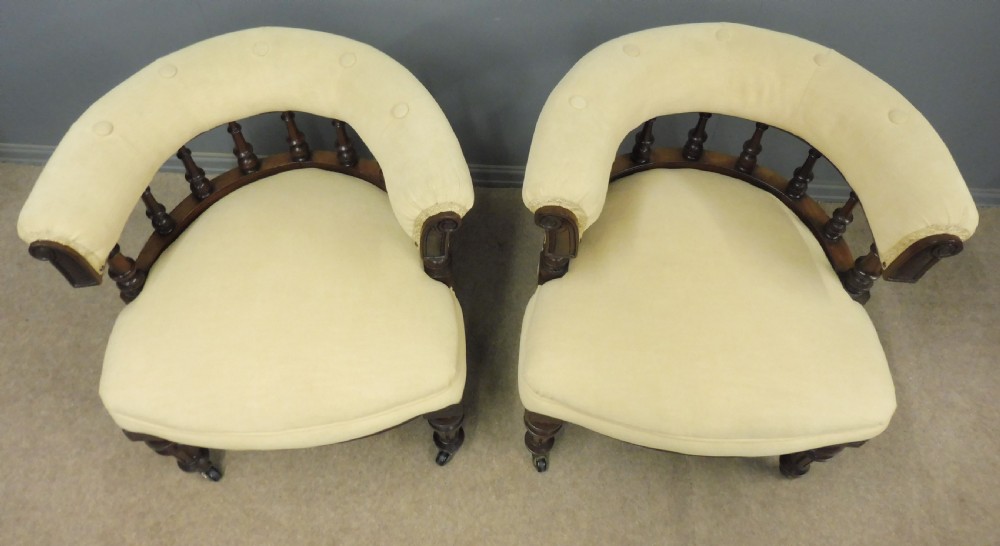 PAIR OF WALNUT 19TH CENTURY HORSESHOE SHAPED  LIBRARY CHAIRS View XIII