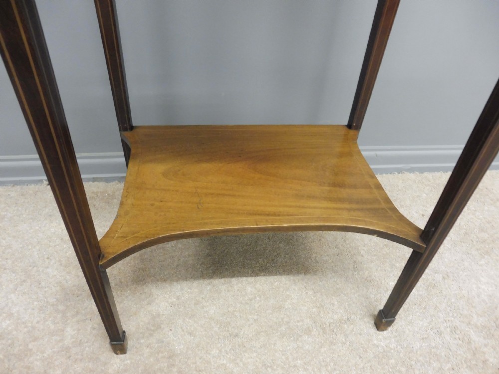 SMALL EDWARDIAN PERIOD MAHOGANY INLAID ALCOVE BOOKCASE  View IX