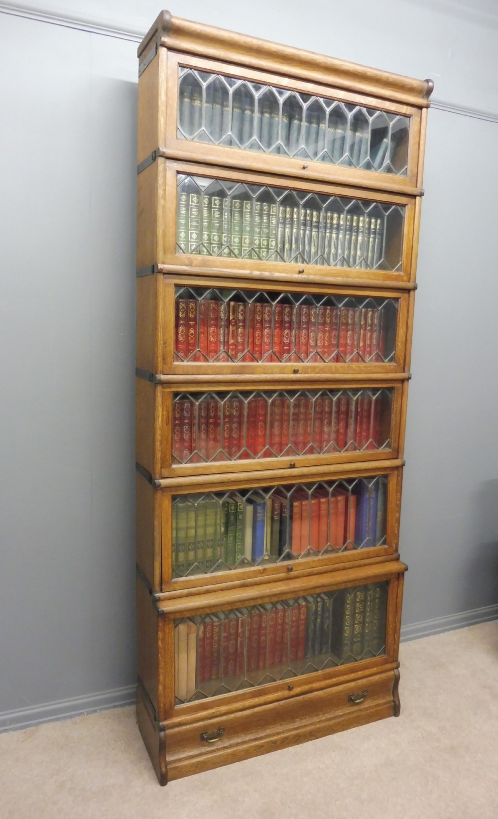 TALL GOLDEN OAK GLOBE WERNICKE 6 HIGH BOOKCASE