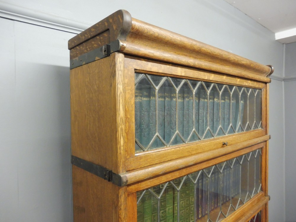 TALL GOLDEN OAK GLOBE WERNICKE 6 HIGH BOOKCASE View VII