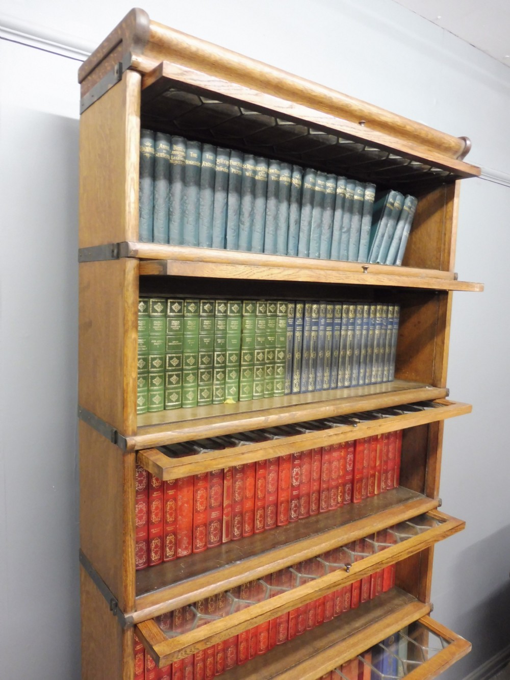 TALL GOLDEN OAK GLOBE WERNICKE 6 HIGH BOOKCASE View IX