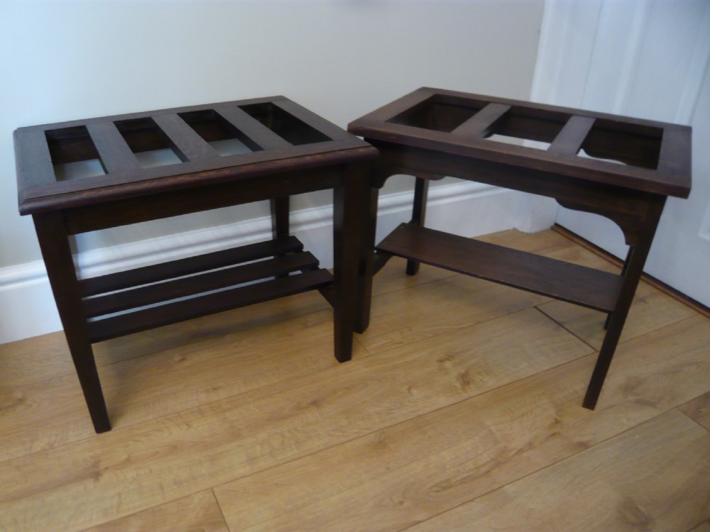 Pair of Solid Oak Luggage Stands Luggage Racks c 1900 View II