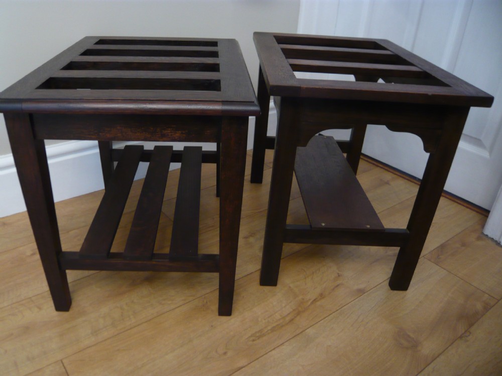Pair of Solid Oak Luggage Stands Luggage Racks c 1900 View III